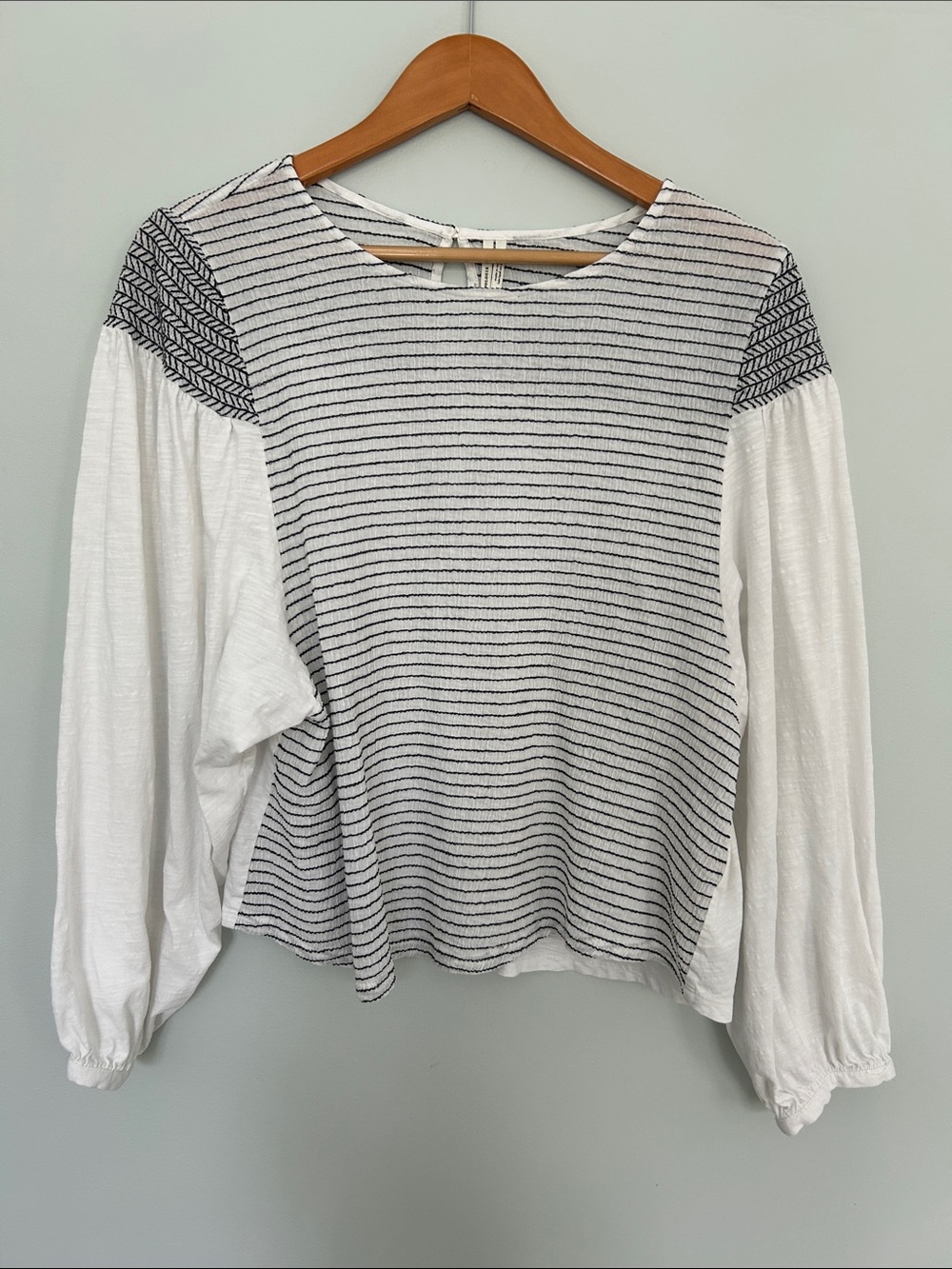 Anthropologie Black & White Striped Long-Sleeve Top